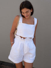 Square Neck Sleeveless Top and Shorts Set Trendsi