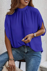 Tie Back Slit Half Sleeve Blouse Trendsi