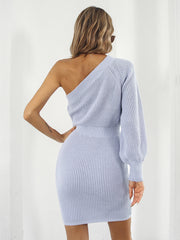 One-Shoulder Mini Sweater Dress Trendsi