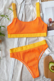 Color Block Scoop Neck Bikini Set Trendsi