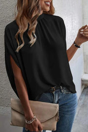 Tie Back Slit Half Sleeve Blouse Trendsi