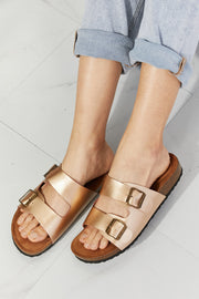 MMShoes Best Life Double-Banded Slide Sandals in Gold Trendsi