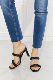 MMShoes In Love Double Braided Block Heel Sandals in Black