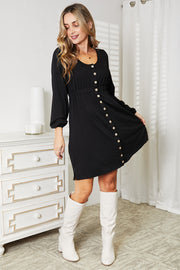 Double Take Scoop Neck Empire Waist Long Sleeve Magic Dress