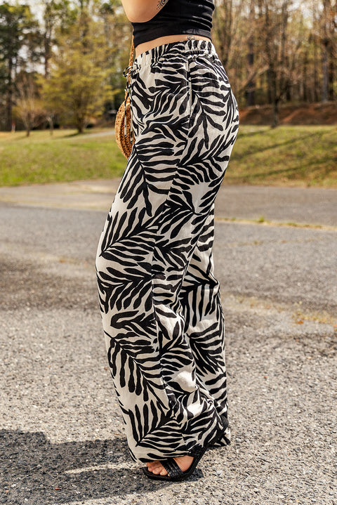 Printed Drawstring Waist Pants with Pockets Trendsi