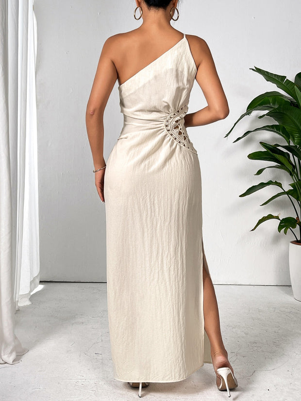 Slit One Shoulder Sleeveless Maxi Dress Trendsi