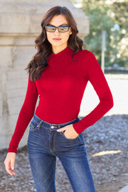 Basic Bae Full Size Mock Neck Long Sleeve Bodysuit Trendsi