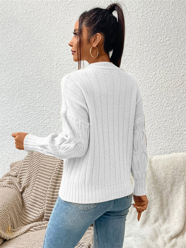 Round Neck Long Sleeve Sweater Trendsi