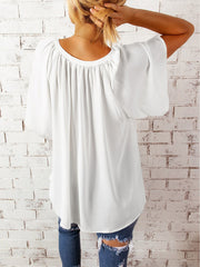 Ruched Notched Half Sleeve Blouse Trendsi