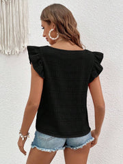 Ruffled Square Neck Cap Sleeve Blouse Trendsi