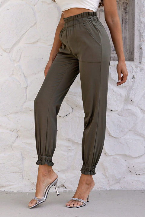 Paperbag Waist Pants with Pockets Trendsi