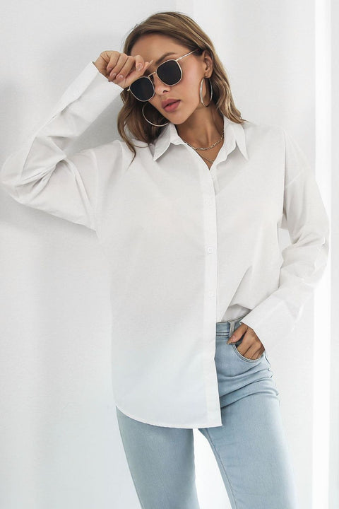 Dropped Shoulder Longline Shirt Trendsi