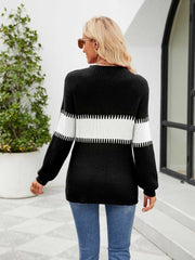 Contrast Round Neck Sweater Trendsi