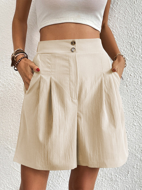 High Waist Shorts with Pockets Trendsi