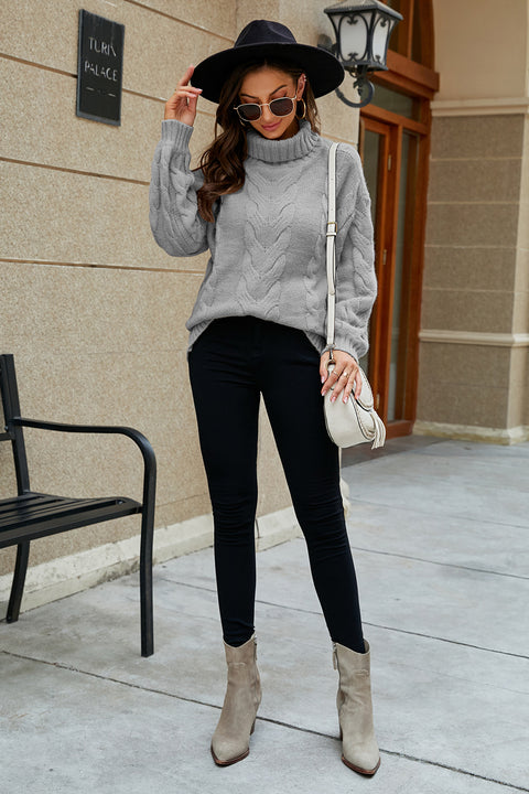 Cable-Knit Turtleneck Sweater