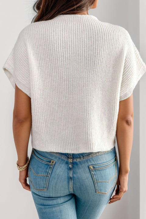 Flower Round Neck Short Sleeve Sweater Trendsi