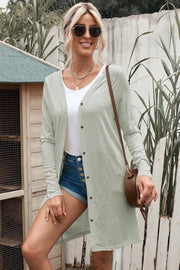 Double Take Button Down Long Sleeve Longline Cardigan Trendsi