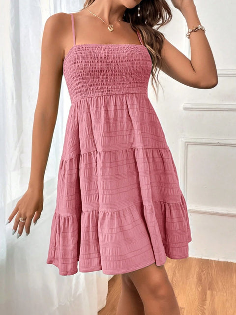 Tiered Smocked Square Neck Cami Dress Trendsi