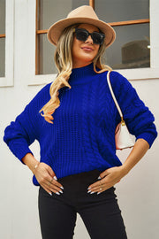 Cable-Knit Turtle Neck Long Sleeve Sweater