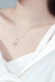 Zircon Bow Pendant Necklace Trendsi