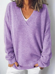 V-Neck Dropped Shoulder Sweater Trendsi