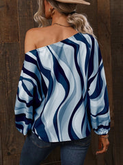 Printed Boat Neck Blouse Trendsi