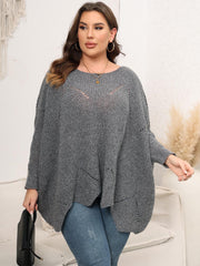 Plus Size Round Neck Batwing Sleeve Sweater Trendsi