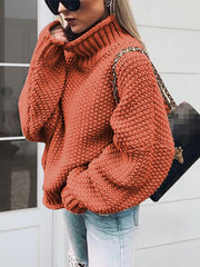 Turtleneck Long Sleeve Sweater Trendsi