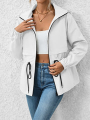 Drawstring Zip Up Hooded Jacket Trendsi