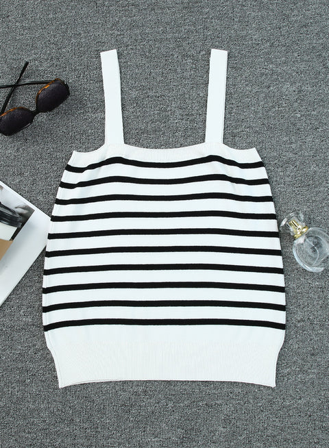 Double Take Striped Straight Neck Cami Trendsi