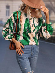 Printed Boat Neck Blouse Trendsi