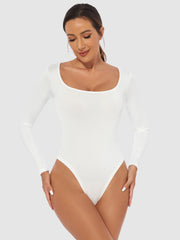 Full Size Scoop Neck Long Sleeve Bodysuit Trendsi