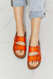 MMShoes Feeling Alive Double Banded Slide Sandals in Orange Trendsi