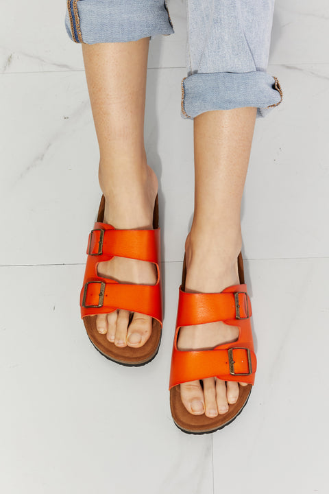 MMShoes Feeling Alive Double Banded Slide Sandals in Orange Trendsi