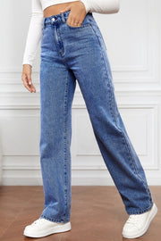 High Waist Straight Jeans Trendsi