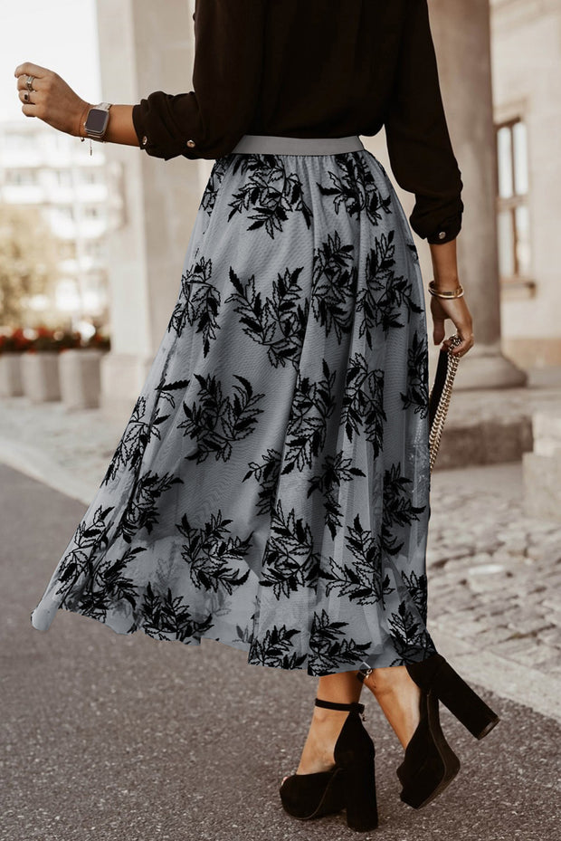 Embroidered High Waist Maxi Skirt Trendsi