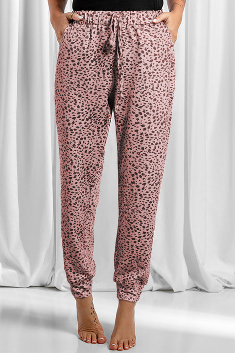 Full Size Leopard Drawstring Pocketed Pants Trendsi