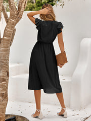 V-Neck Flutter Sleeve Midi Dress Trendsi