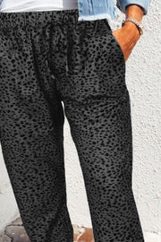 Double Take Leopard Print Joggers with Pockets Trendsi