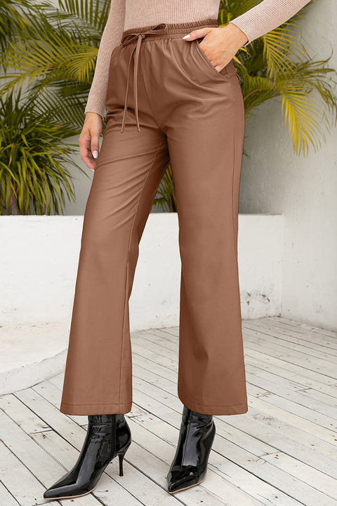 Drawstring Wide Leg Long Pants Trendsi