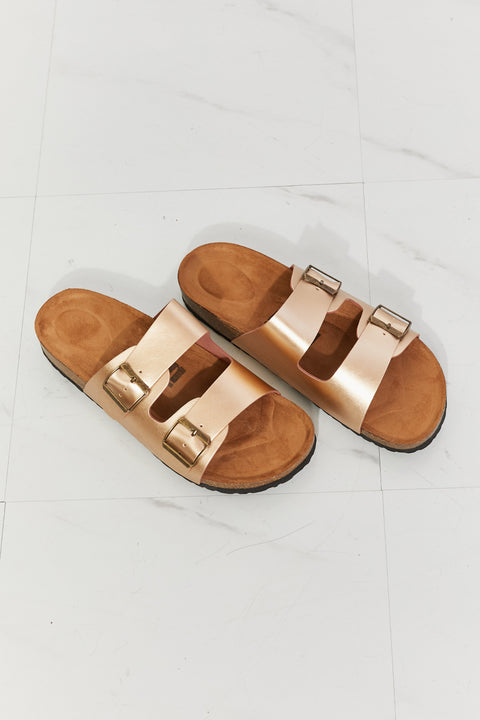 MMShoes Best Life Double-Banded Slide Sandals in Gold Trendsi