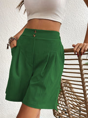 High Waist Shorts with Pockets Trendsi