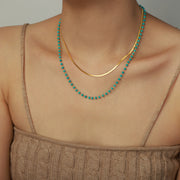 Turquoise Titanium Steel Double-Layered Necklace Trendsi