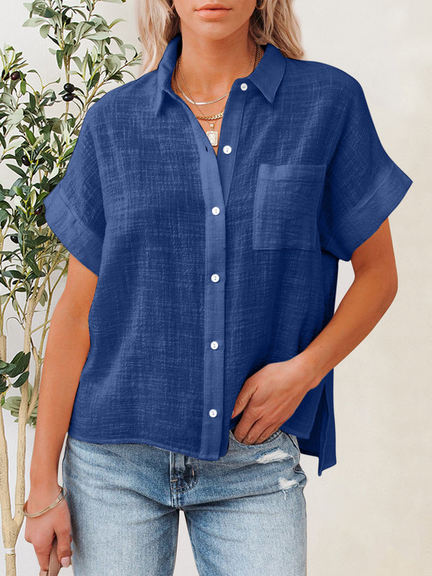 Button Up Short Sleeve Shirt Trendsi