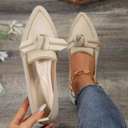 Bow Contrast Trim Point Toe Loafers Trendsi