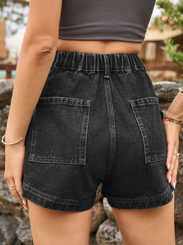 High Waist Denim Shorts with Pockets Trendsi