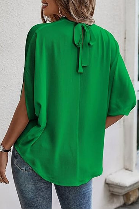 Tie Back Slit Half Sleeve Blouse Trendsi