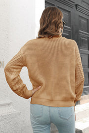 Cable-Knit Turtleneck Sweater Trendsi