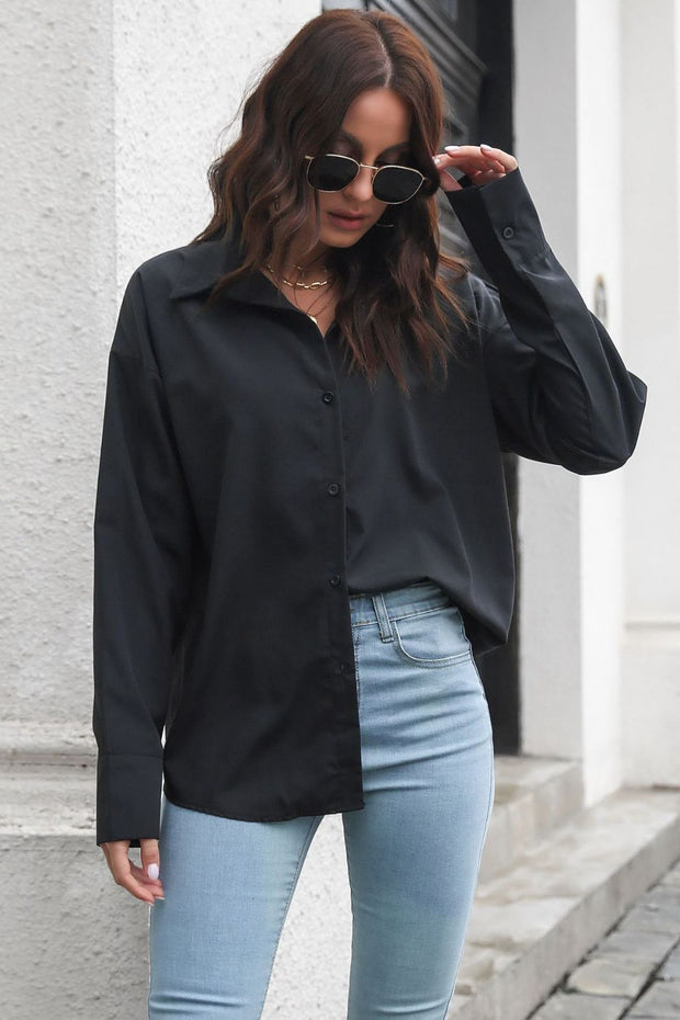 Dropped Shoulder Longline Shirt Trendsi