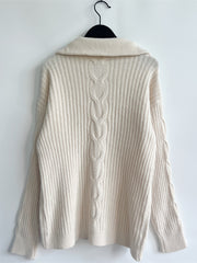 Ribbed Half Zip Long Sleeve Sweater Trendsi